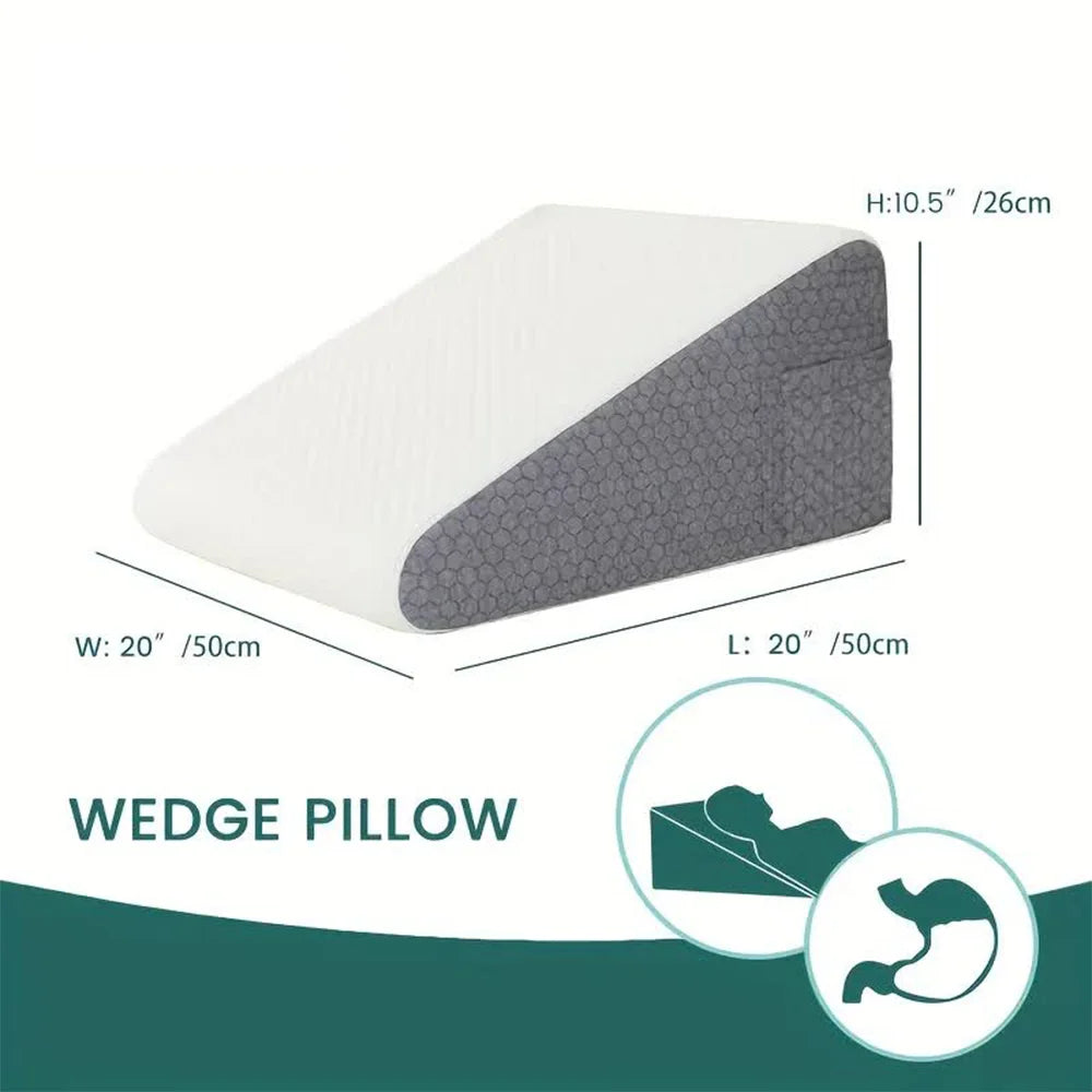 White Grey Memory Foam Support Wedge Pillow