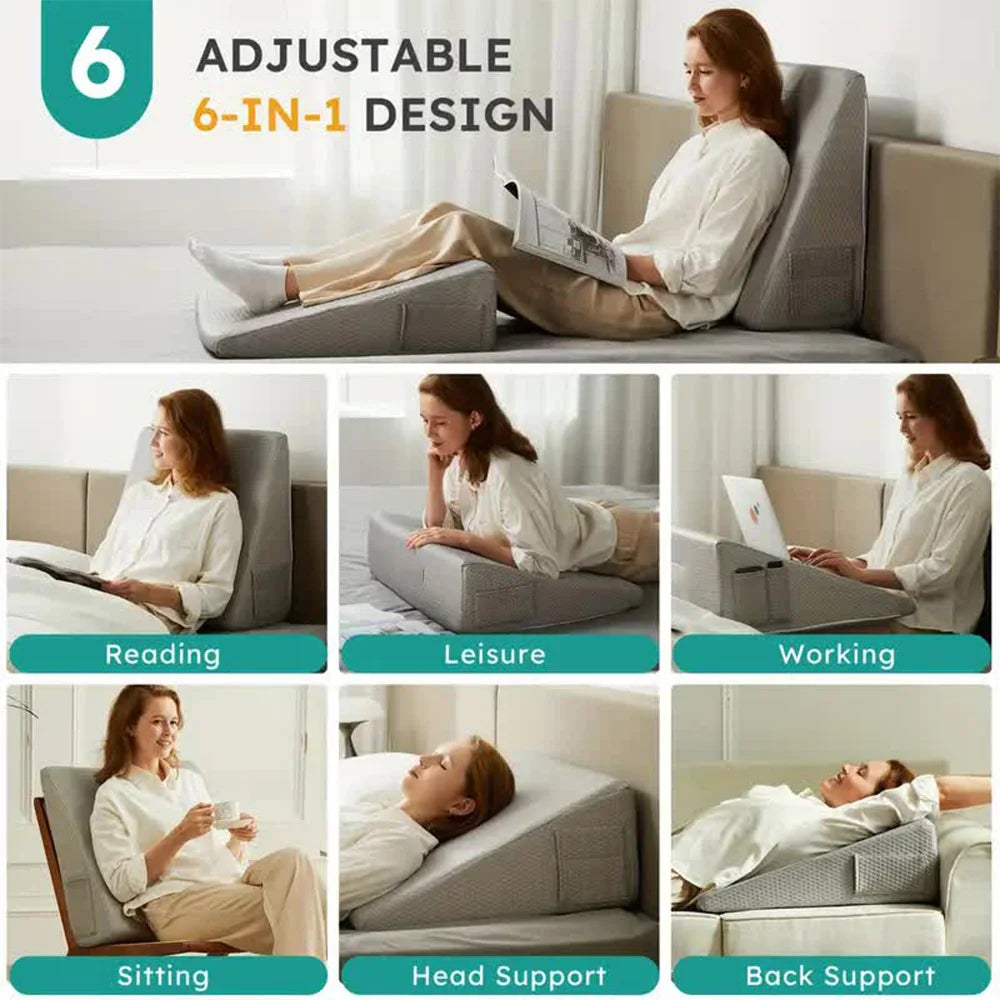 White Grey Memory Foam Support Wedge Pillow