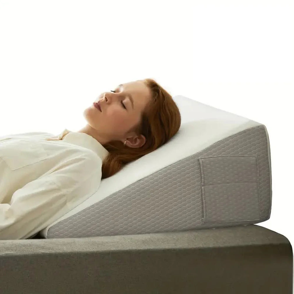 White Grey Memory Foam Support Wedge Pillow